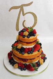 75th birthday naked cake with fruit